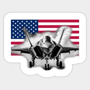 F-35 Fighter Jet with US Flag Background Sticker